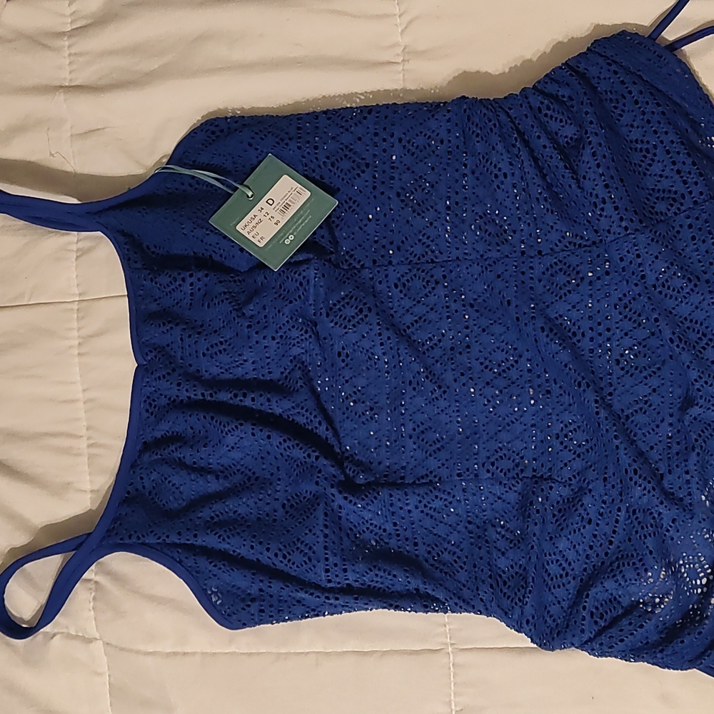 Panache Swim royal blue crochet swim top